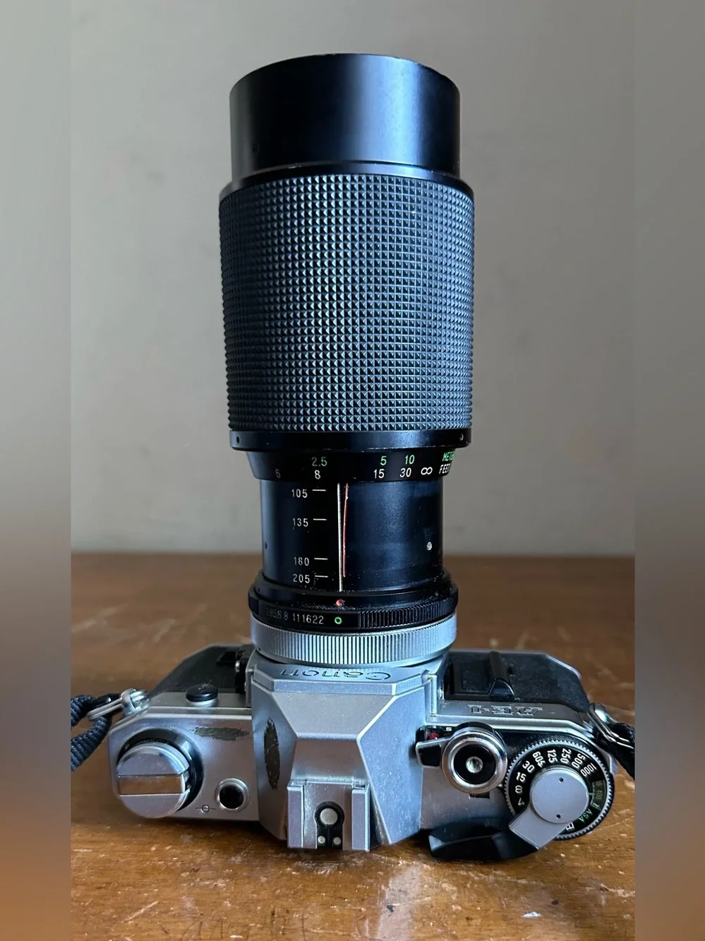 Canon AE-1 SLR 35mm Film Camera w/ Vivitar Macro Focusing Zoom 75-205mm Lens
